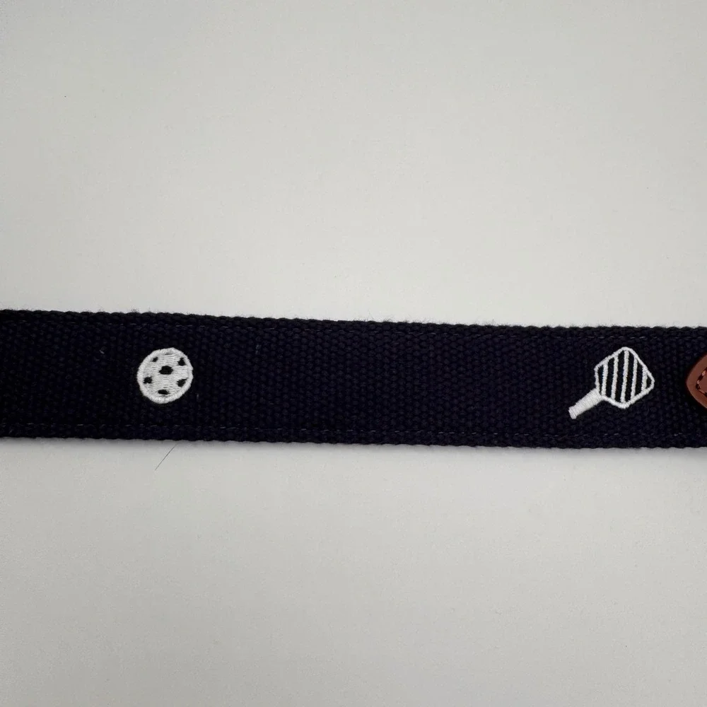 Vineyard Vines Pickleball Canvas Mens 32 Belt Nautical Navy Italian Leather Trim
